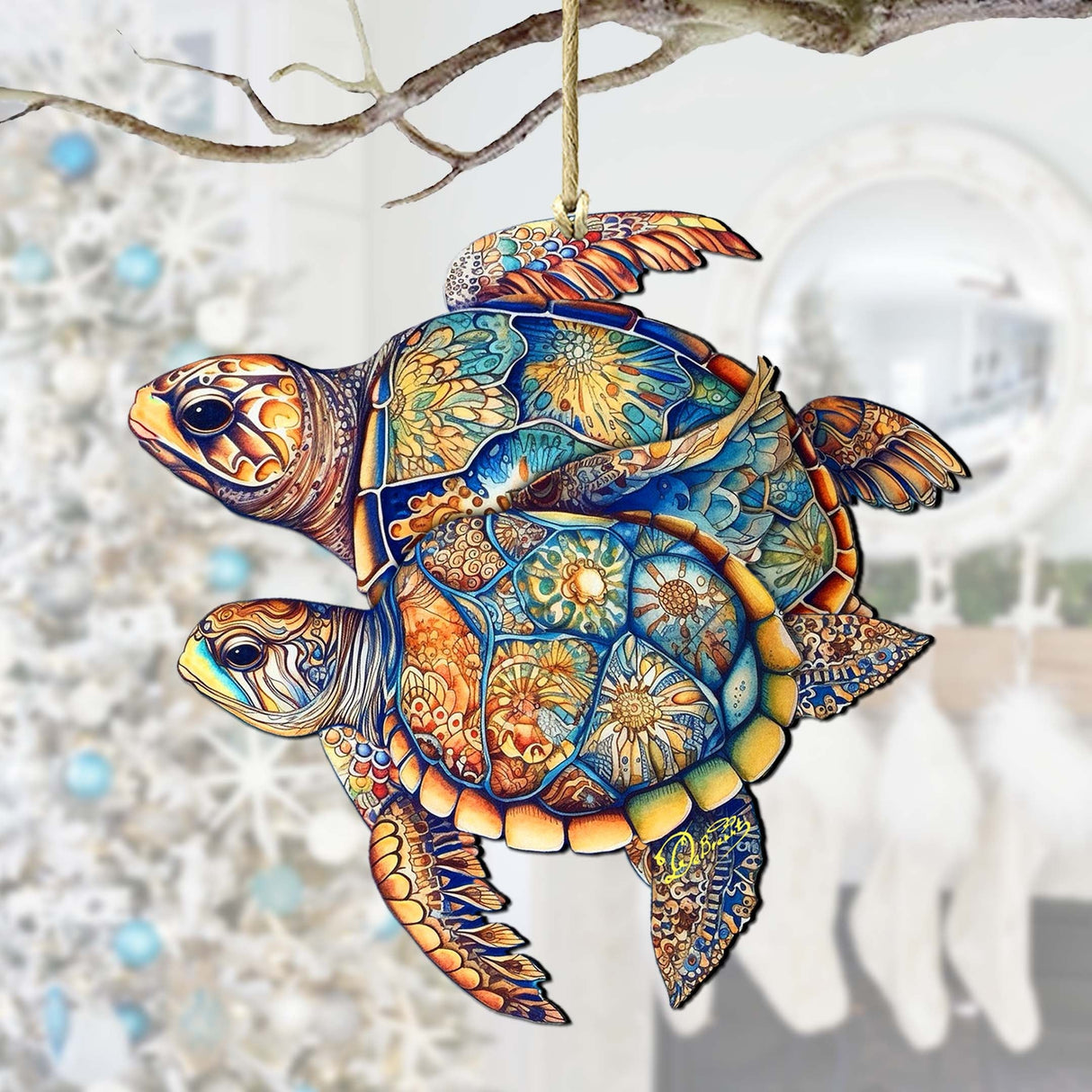 Coastal Decorations - Turtles Wooden Ornaments by G.Debrekht Coastal Holiday Decor - 8688192