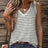 Ladies' Black And White Striped V-neck Sleeveless Tank Top - Lootquake