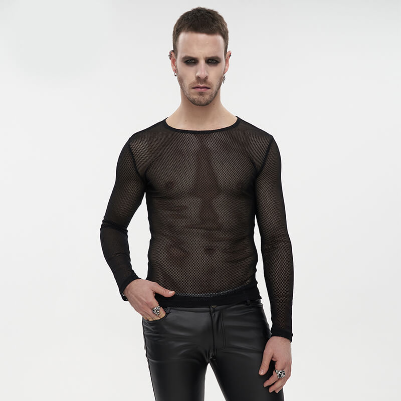 Diamond-Shaped Mesh See-Through Men's Shirt
