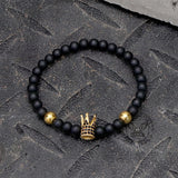 Diamond Crown Stainless Steel Bead Bracelet