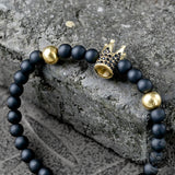 Diamond Crown Stainless Steel Bead Bracelet