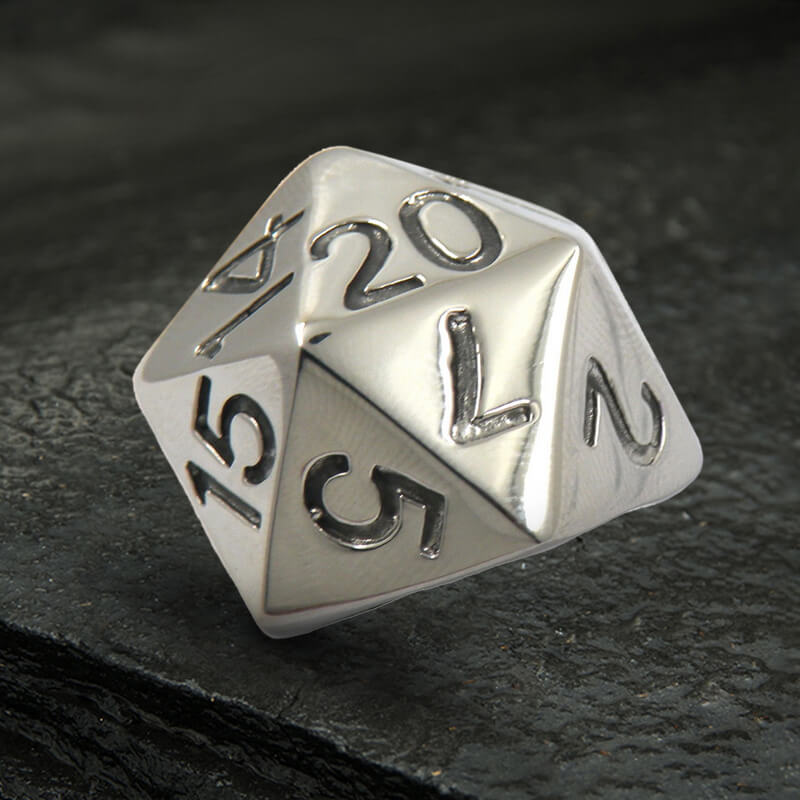 Dice 20 Stainless Steel Ring