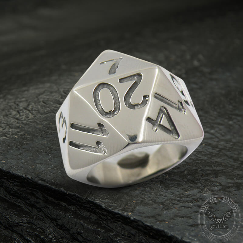 Dice 20 Stainless Steel Ring