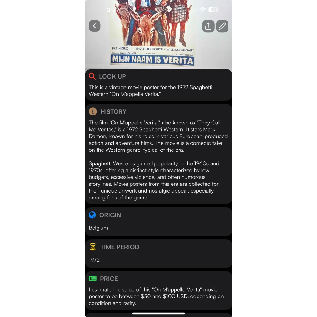 Discover 1972 Verita Belgium Movie Poster Vintage Collectible