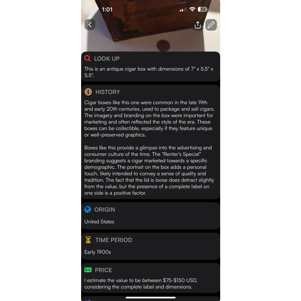 Discover Americana Treasure Vintage Renter's Special Cigar Box