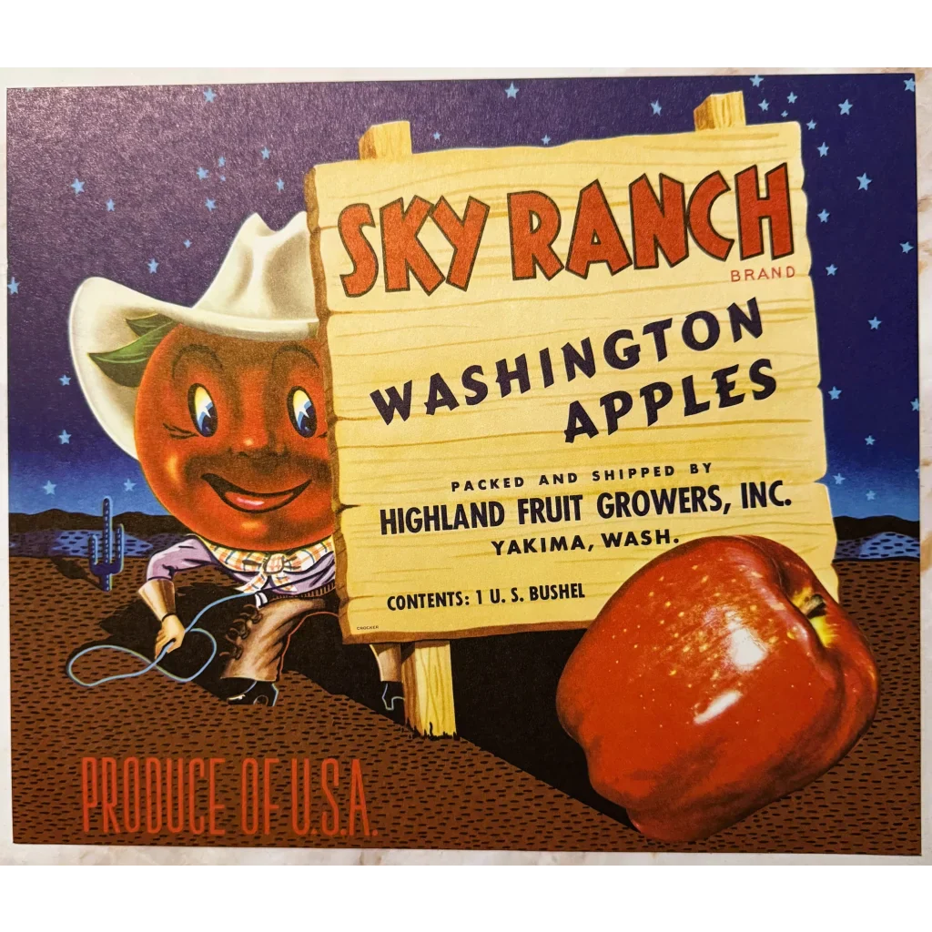 Discover Highland Fruit Growers' Vintage Sky Ranch Apple Label