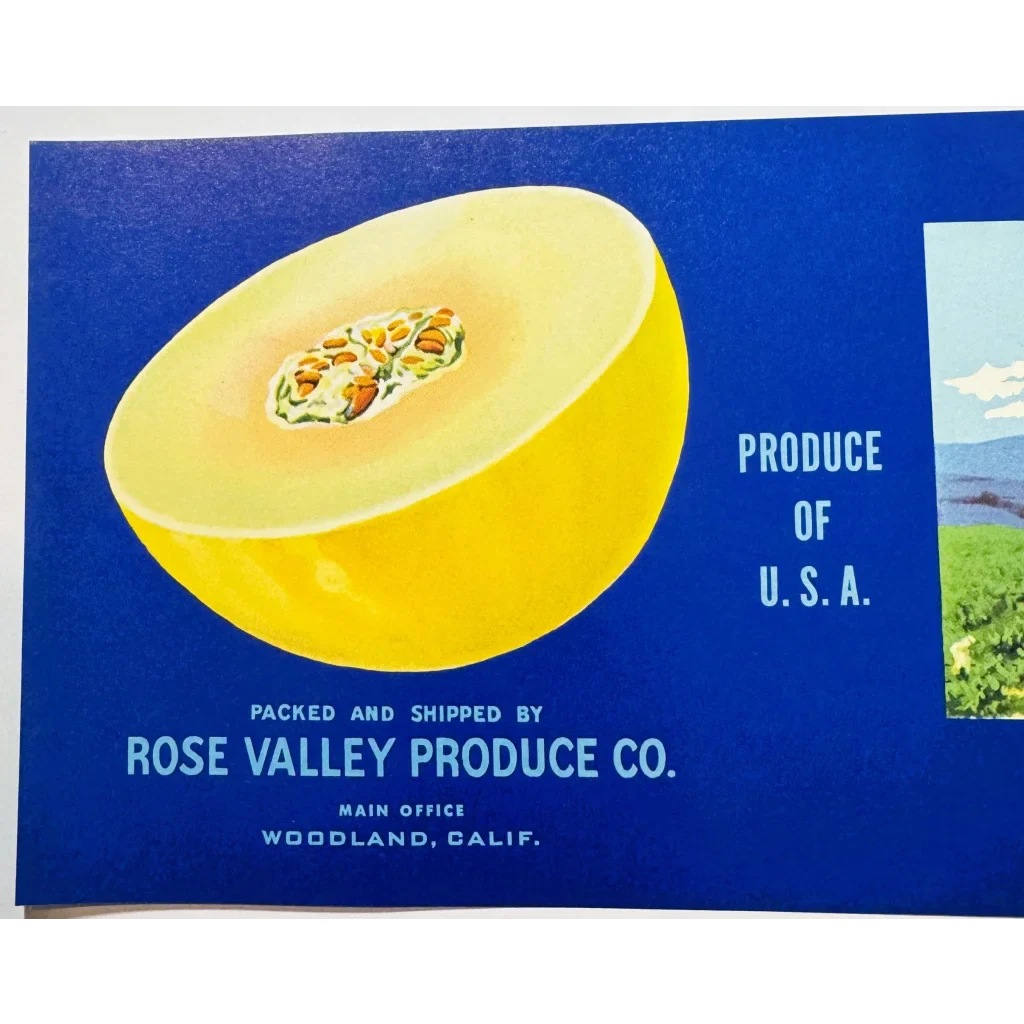 Discover Rose Valley's Vintage Honeydew Melon Crate Label
