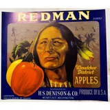 Discover Vintage 1930s Redman Apples Crate Label from Wenatchee
