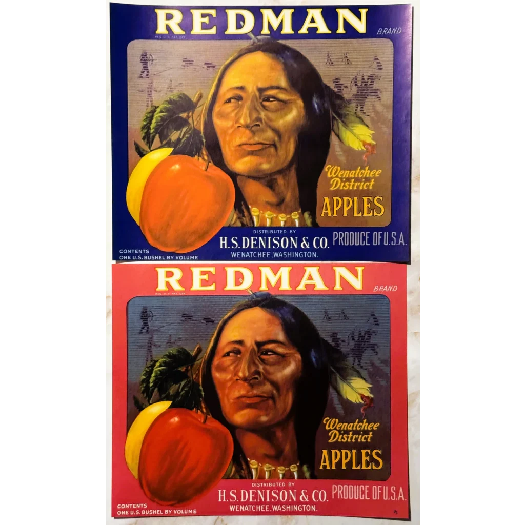 Discover Vintage 1930s Redman Apples Crate Label from Wenatchee