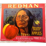 Discover Vintage 1930s Redman Apples Crate Label from Wenatchee
