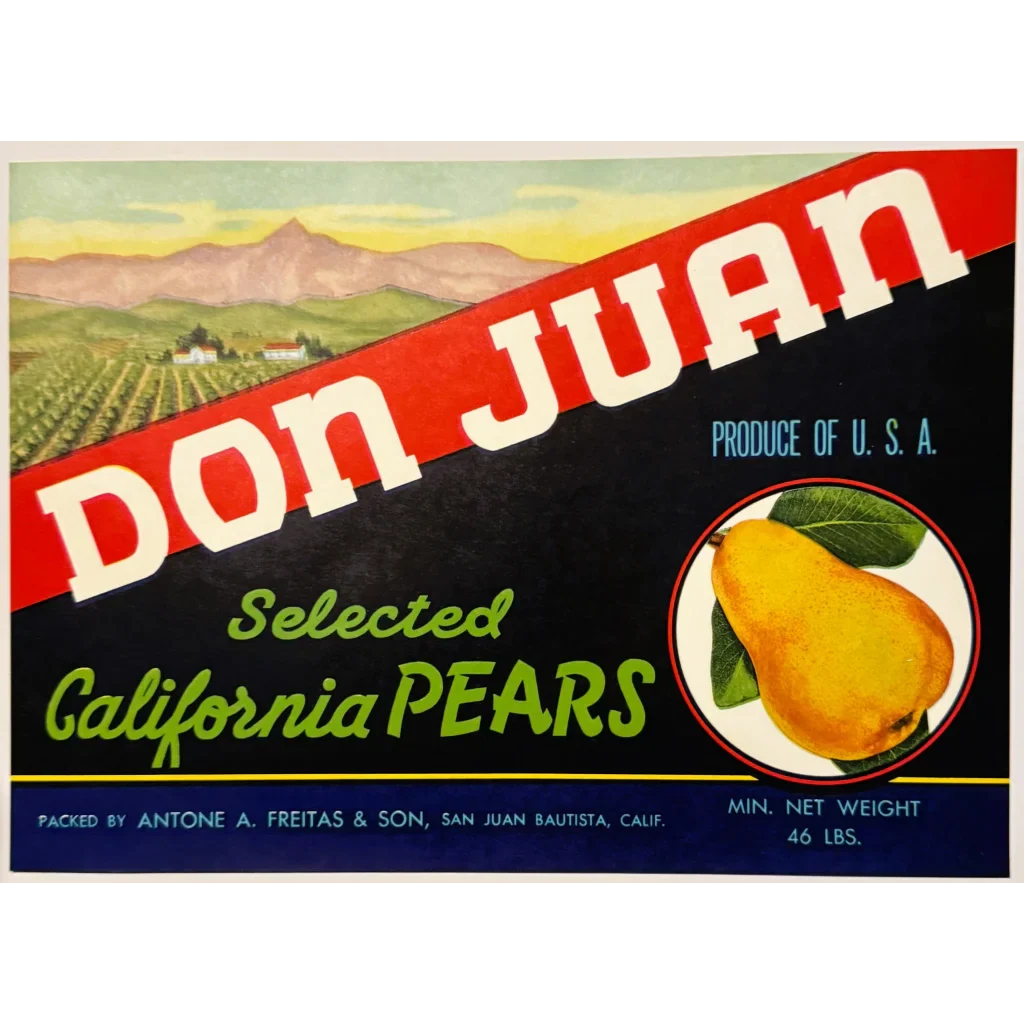 Discover Vintage 1940s Don Juan Pears San Juan Crate Label