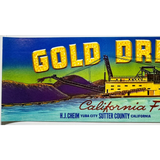 Discover Yuba City's Vintage 1950s Gold Dredger Crate Label