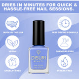 DISURI Beauty Vegan Nail Polish – Violet Skies (#829FDC Lavender Gloss, 15 ml)