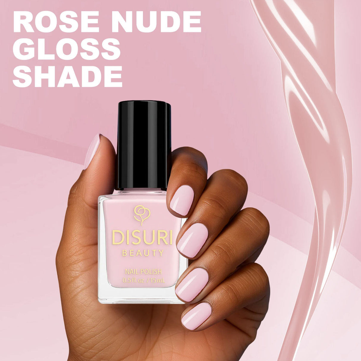 Esmalte de uñas vegano DISURI Beauty – Every Time I Close My Eyes (#EDCAC7 Brillo nude rosa, 15 ml)
