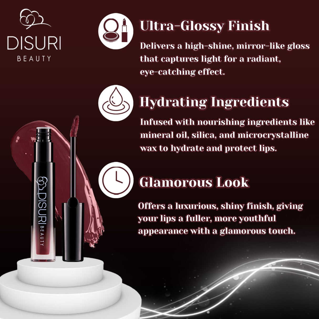 Brillo de labios DISURI Beauty Glossy Blast - Vino Pasión