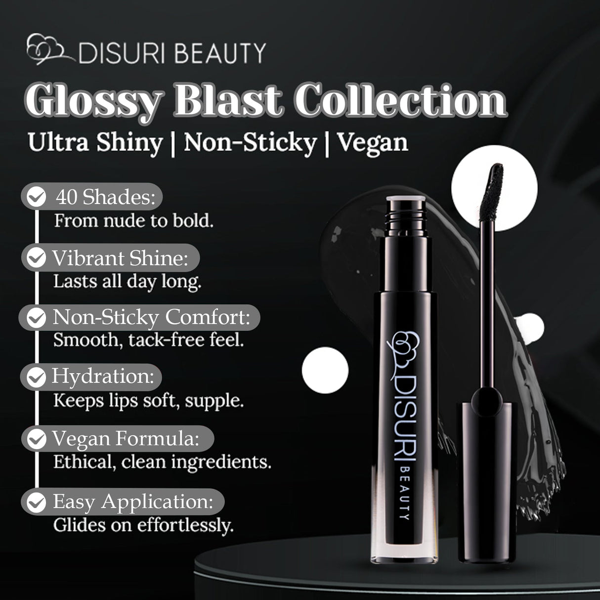 Brillo de labios DISURI Beauty Glossy Blast - Beso de viuda