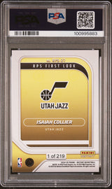 Tarjeta de baloncesto Panini Instant NBA Isaiah Collier #27 RPS First Look Rookie RC 2024, clasificada, PSA 9 Mint