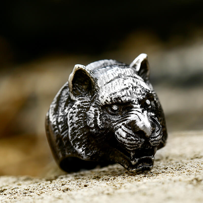 Domineering Tiger Head Stainless Steel Animal Ring