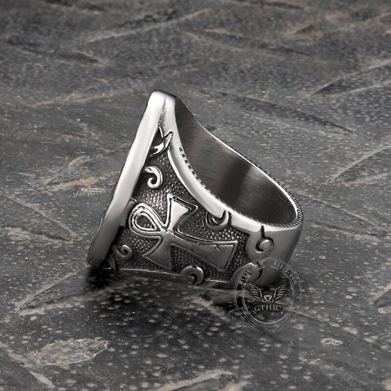 Double-Headed Eagle Ankh Stainless Steel Ring