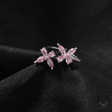 Double Butterfly Zircon Brass Open Ring