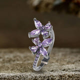 Double Butterfly Zircon Brass Open Ring
