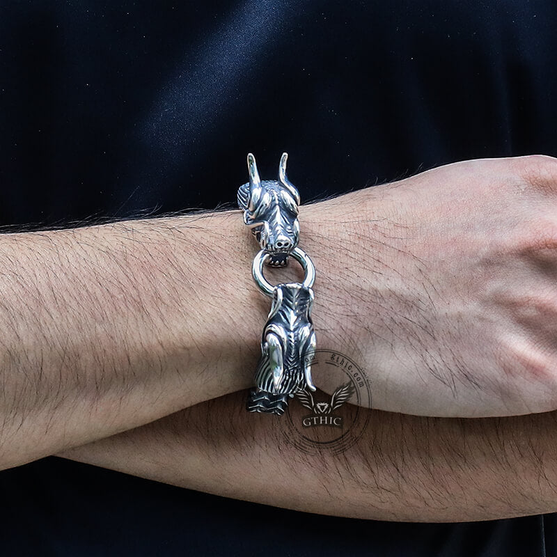 Double Chinese Dragon Stainless Steel Bracelet