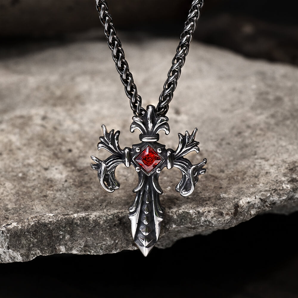 Double Dragon Cross Stainless Steel Pendant