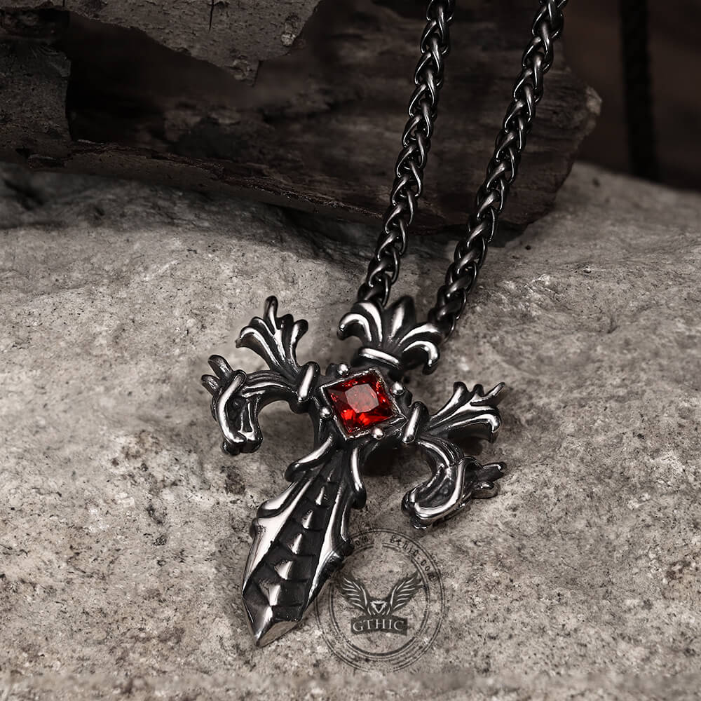 Double Dragon Cross Stainless Steel Pendant