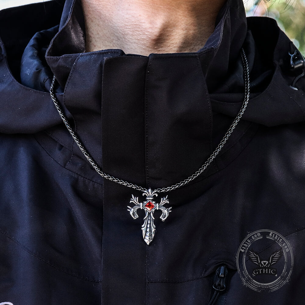 Double Dragon Cross Stainless Steel Pendant