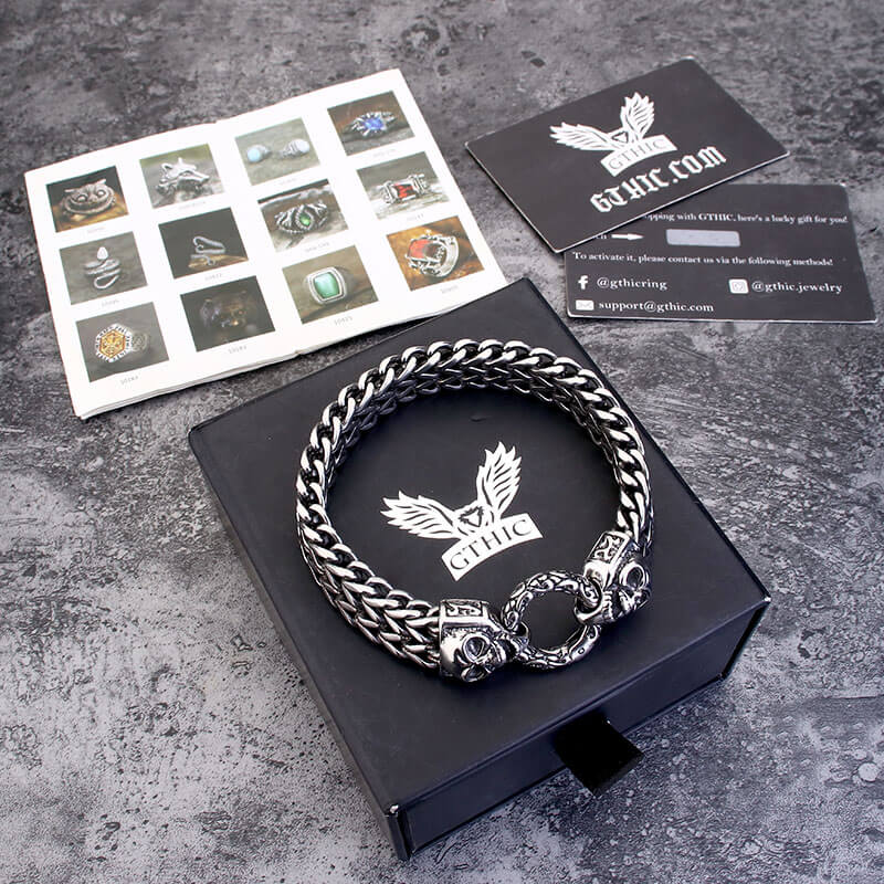 Double Ghost Head Buckle Stainless Steel Skull Bracelet