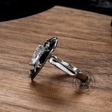 Double Heart Zircon Stainless Steel Open Ring