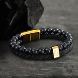Double Layer Cross Turquoise Stainless Steel Bracelet
