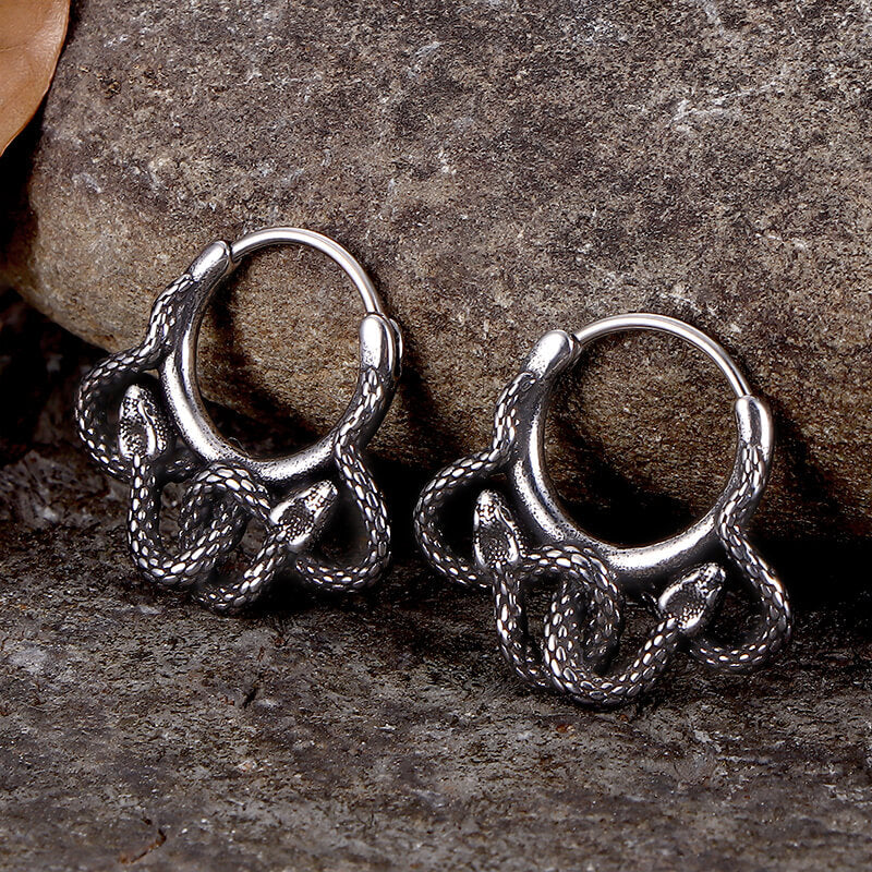 Double Snake Wrapped Stainless Steel Earrings