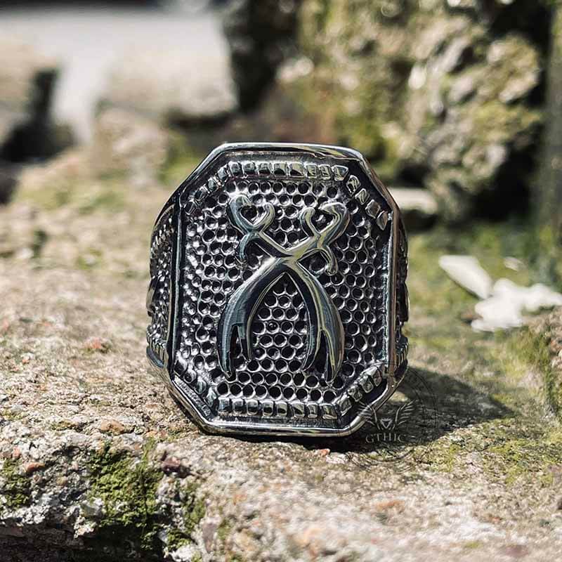 Double Zulfiqar Sword Stainless Steel Ring