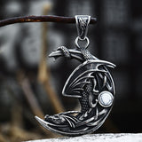 Sleeping Dragon Moon Stainless Steel Pendant