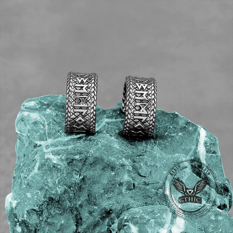 Dragon Scale Viking Runes Stainless Steel Stud Earrings