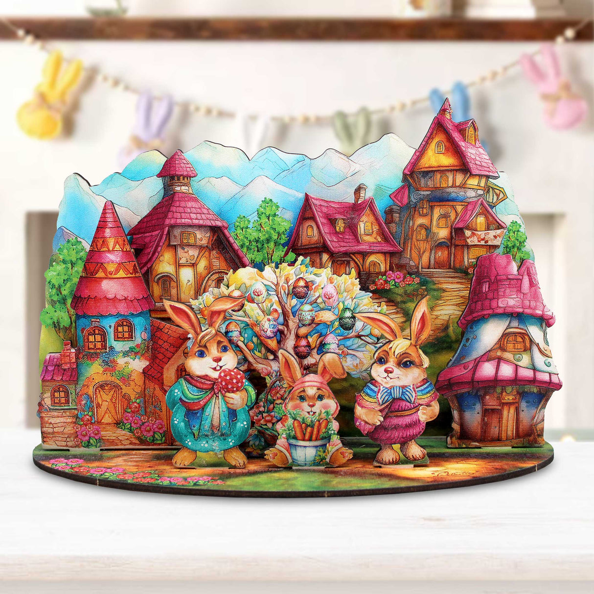 Easter Bunny Village Decorative Village Set by G. Debrekht Easter Spring Decor - 852769