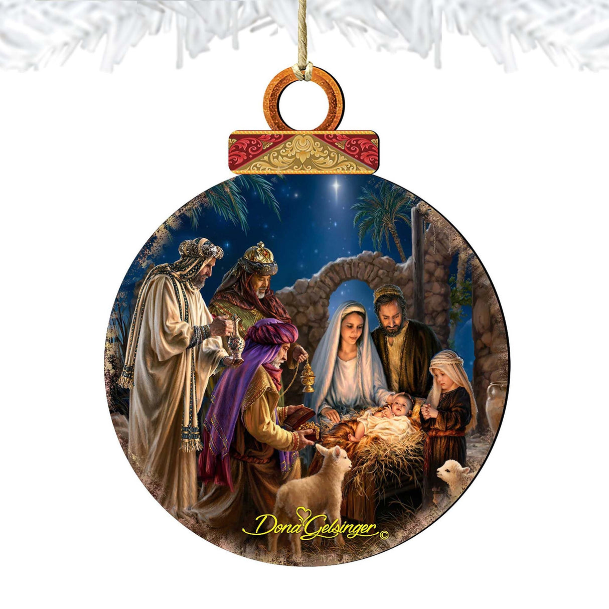 Miracle Nativity Wooden Ornaments by Gelsinger - Nativity Holiday Decor - 8021042-1201