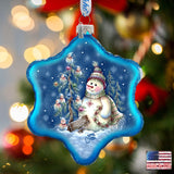 Old Fashion Christmas Glass Ornament by Jamie Mills-Price - Christmas Santa Snowman Decor - 754-301-MP