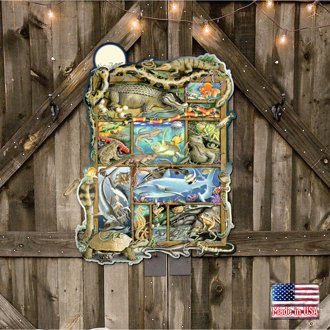 Arte mural caprichoso de reptiles, peces y anfibios de Laura Seeley - Decoración infantil Love Family - 8513011-LS