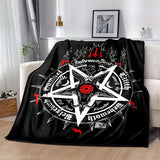 1pc, sheep Head Satan Printed Flannel Blanket, Soft Casual Warm Blanket, Multi-purpose Office Throw Blanket, Outdoor Camping Travel Blanket Multi-purpose Gift Blanket for All Season