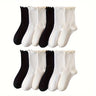 6 Pairs Lettuce Trim Socks, Sweet & Comfy Mid Tube Socks, Women's Stockings & Hosiery