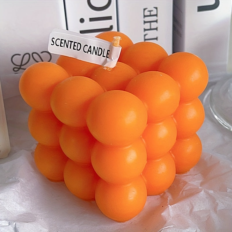 1pc Valentine'S Day Romance Themed Scented Candle - Single-Wick Soy Wax in Square Jar with Rosemary Fragrance, Smokeless Home Decor for Bedroom, Vanity, Photo Prop, Creative Gift for Friends, Family, Colleagues