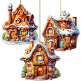 Fairy Tale Houses Wooden Ornaments Set of 3 by G. Debrekht - Christmas Decor - 8100191S3