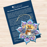 Happy Snowman Snowflake Wooden Ornaments Set of 3 by G. Debrekht - Christmas Decor - 8090149-S3