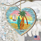 Coastal Heart Wooden Ornaments by G. DeBrekht - Coastal Holiday Decor - 8198731