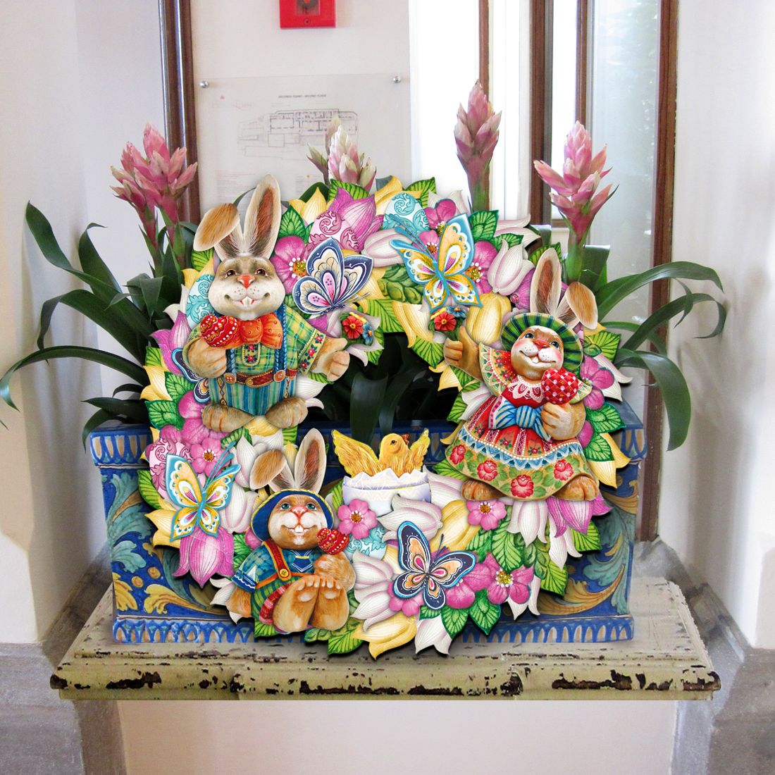 Easter Family Holiday Door Wreath by G. DeBrekht - Easter Spring Decor - 8185301-3H