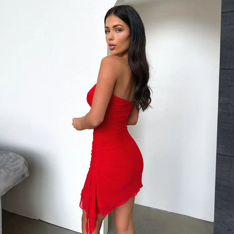 Y2K Tube-top Split Dress Summer Ins Fashion Backless Short Dresses For Women - Lootquake