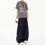 High Waist Dark Blue Wide Leg Jeans - Lootquake