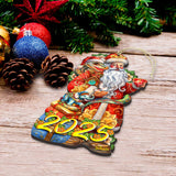 Adornos de madera con fecha de Papá Noel con serpiente (Especial 2025) de G. Debrekht - Decoración navideña de Papá Noel y muñeco de nieve - 8652754-25